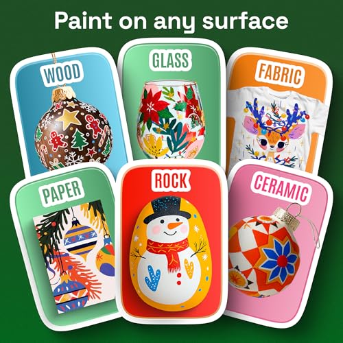 Artistro Acrylstifte Zeichenset für Stein, Holz, Stoff, Glas & Keramik – Wasserfest mit Doppelspitze – Perfekt zum Basteln, Malen & Dekorieren zu Christmas, Künstlerbedarf – 24 Farben