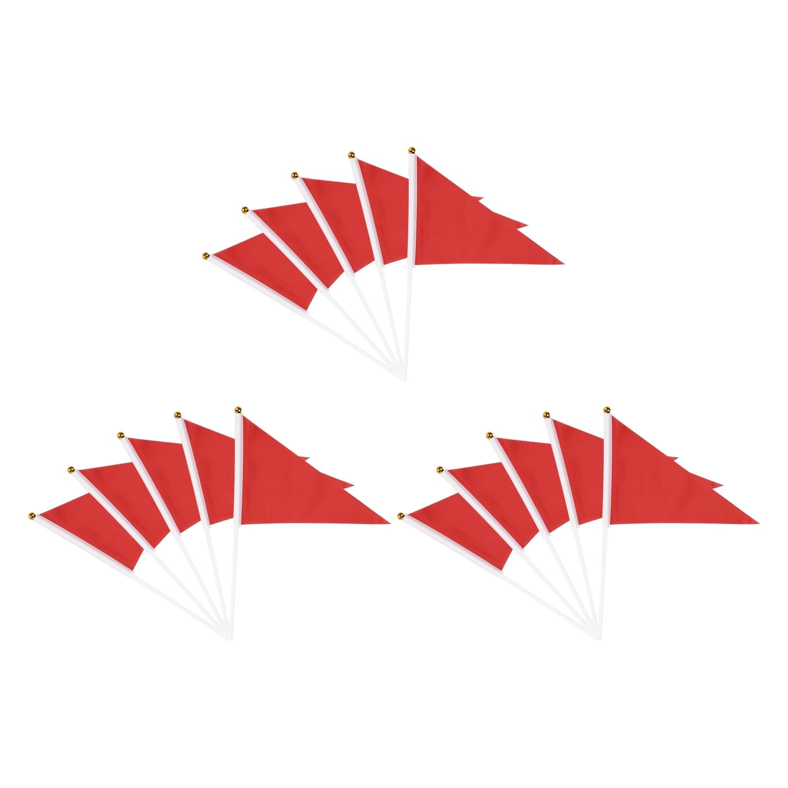 YELARXI Handheld Triangle Flag, Pennant Flags on Sticks Flags Small Mini Solid Blank Hand Held 15Pcs & Red - Fit for (DIY Graffiti/Cheerleading/Party Events Celebration) — image 1