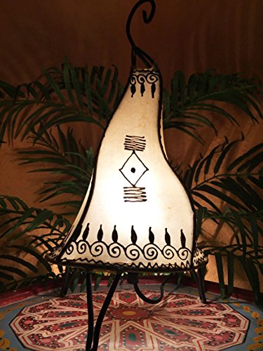 Orientalische Tischlampe Zeliha 42cm Lederlampe Hennalampe Lampe | Marokkanische kleine Tischlampen aus Metall… – Bild 3