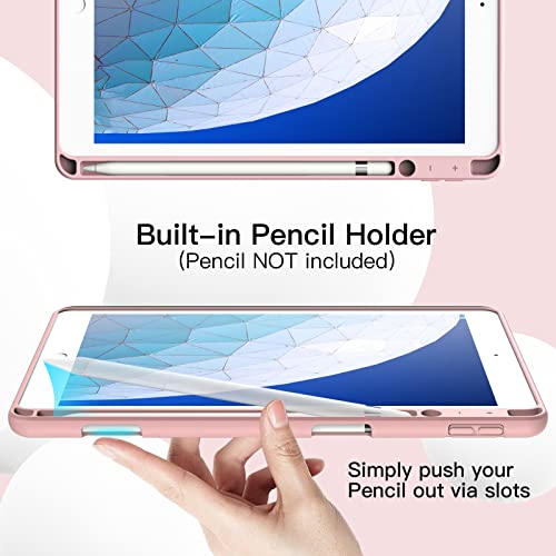 Image of JETech Cover Case for iPad Pro 10.5-Inch and iPad Air 3 (10.5-Inch 2019, 3rd Generation) with Pencil Holder, Slim Tablet Cover with Soft TPU Back, Auto Wake /Sleep (Rose Gold)
