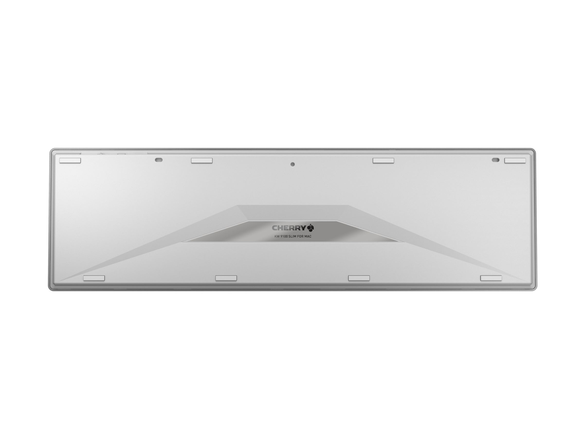 CHERRY KW 9100 Slim for Mac, Clavier sans Fil Mac, Disposition Allemande (QWERTZ), Connexion Bluetooth ou 24 GHz, Touches Plates, Rechargeable, Blanc argenté