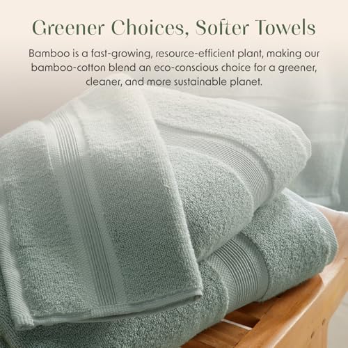 Springtree Home Luxury Bamboo Rayon Bath Towel Set | 4-Pack | Eucalyptus by Springtree Home - Used condition - Image 8