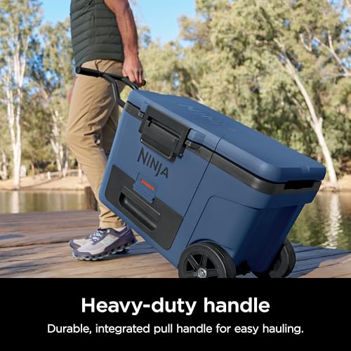 Image of Ninja | Cooler | FrostVault 45QT Cooler with Wheels | Insulated with Temp Dry Storage Drawer | Keeps Ice Cold for Days | for the Beach, Camping, Picnics & More | Lakeshore Blue | FB245BL