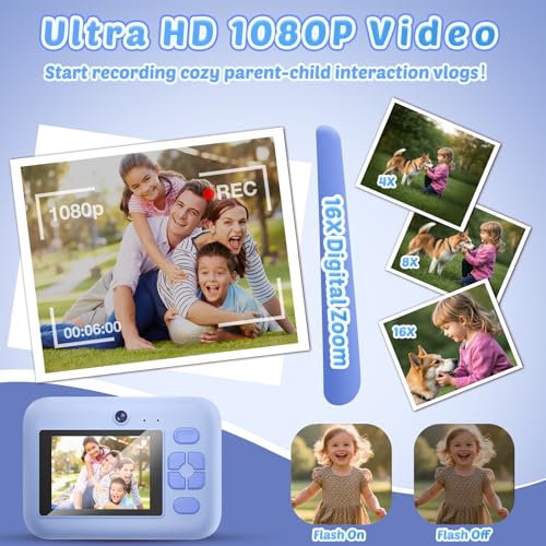 image for Cowilax Instant Print Camera for Kids, App Printing, 1080P Video, Dual