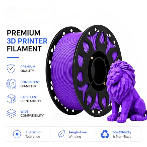 Image of FILAMONT PLA+ 3D Printer Filament 1.75mm, High Strength & Low Warp Printing Material, Dimensional Accuracy ±0.02mm, Vacuum Sealed with Desiccant, 1kg Spool (Purple)