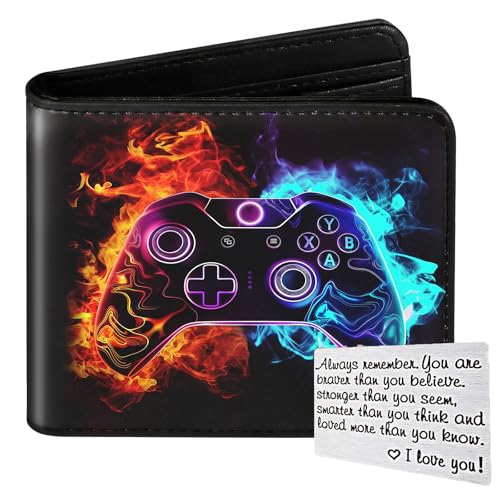 Image of Kids Wallet for Boys, Cool Wallets for Teen Son Ages 4 5 6 7 8 9 10 11 12 13 14 15 16, Leather Bifold Purse for Kid, Christmas Birthday Gift for Video Game Gaming Gamer Teenage
