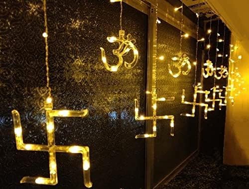Black Olive Om Swstik Lights - 8 Flashing Modes Om Swastik String Window Curtain Led Lights for Pooja Room, Mandir, Diwali, Navratri, Festival Indoor Outdoor Decoration, Golden Fairy String Light (B0DCZGL89D) Amazon Price History, Amazon Price Tracker