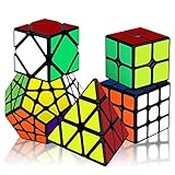 👍Giro suave y excelente estabilidad: nuestro speed cube set (cubo 2x2x2 + cubo 3x3x3 + cubo Skewb + cubo Pyramid + cubo Megaminx) tiene un corte de esquina superior y tensión ajustable, que puede proporcionar curvas suaves y giros rápidos. El diseño duradero y la estructura anti-pop hacen que el cubo mágico sea firme y difícil de romper o sacar.