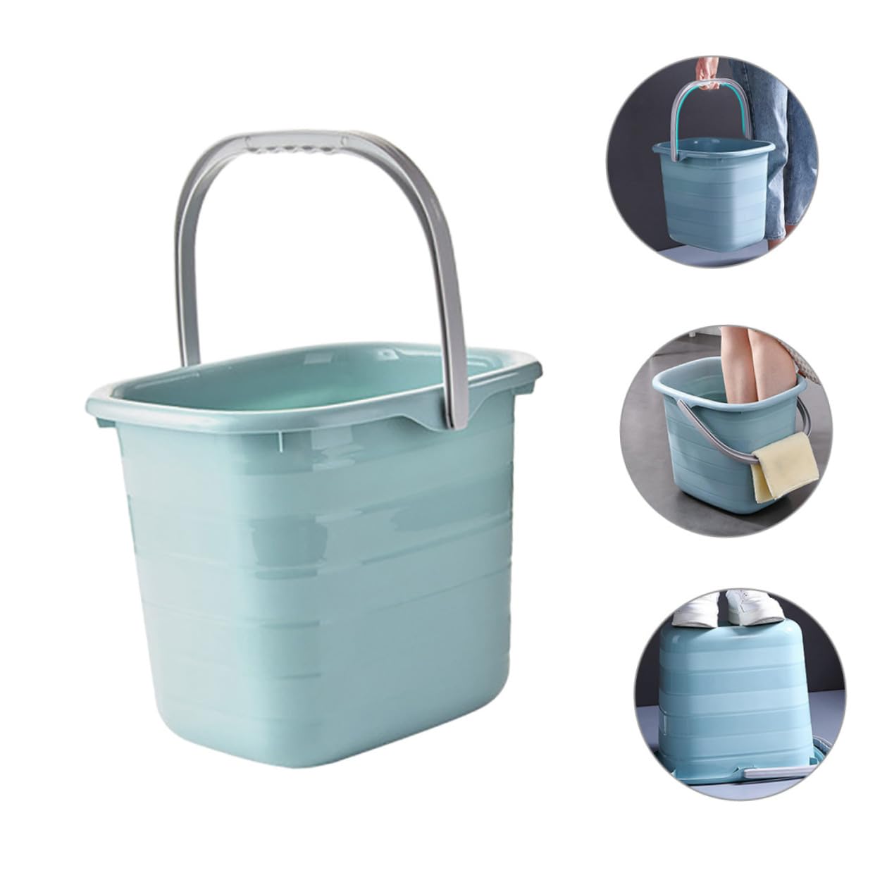 Secchio di Plastica Rettangolare Manico Portatile Antiscivolo per Pulizie Domestiche e Giardinaggio Capacità Grande per Famiglie e Ranch