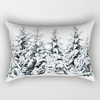 Designer Winter Trees Rectangle Pillow Covers Decorative Rectangular Cusion Covers 12 x 20 for Bed