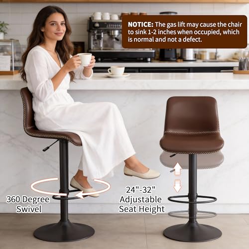 Image of HeuGah Adjustable Bar Stools Set of 3, Swivel Counter Height Bar Chairs