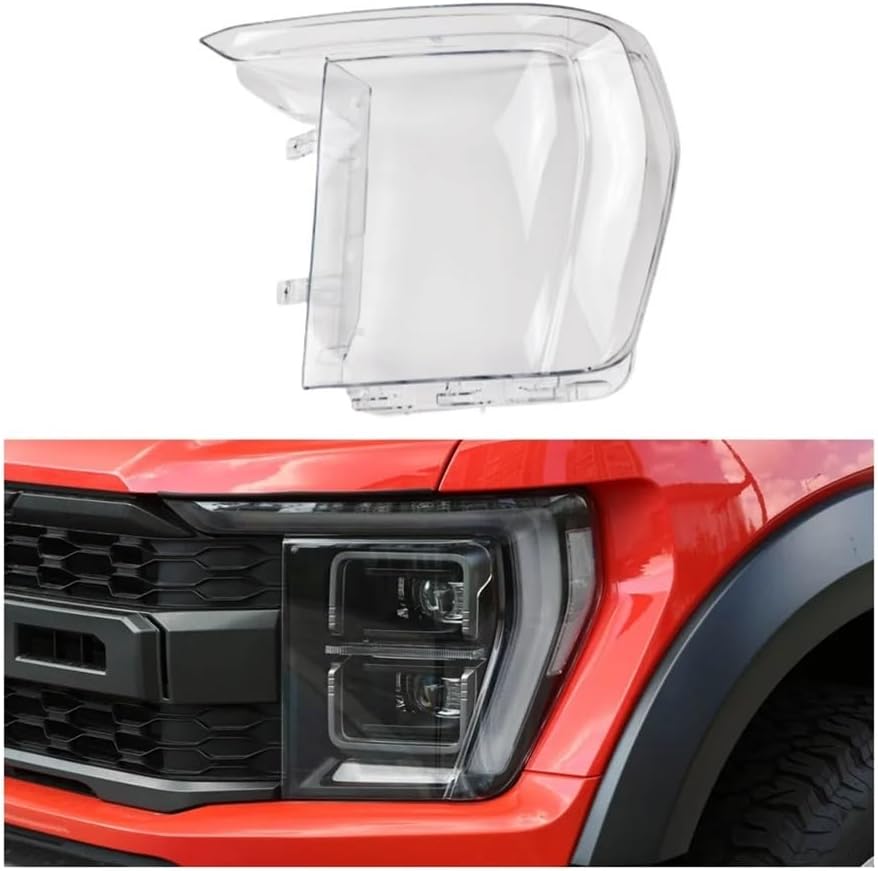 1 Pair Headlight Lens Covers Compatible for Ford Raptor F-150 2021 2022 2023 Automotive Headlamp Shell Car Accessories(1Pair)