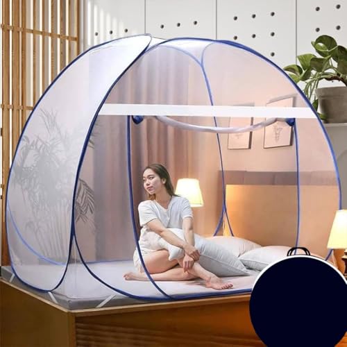 Image of Double Bed Mosquito Net /Machhardani 6.5 x 6.5 Feet with Foldable Steel Frame | Polyester Adults Mosquito Net for Family Sleeping | High Durability, Foldable, Tent Shape Mosquito Net