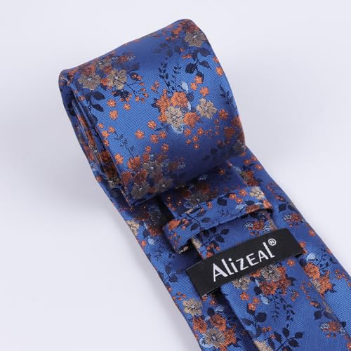 Image of Alizeal Mens 3.15inches Delicate Floral Tie with Small Flower Printed Handkerchief Set