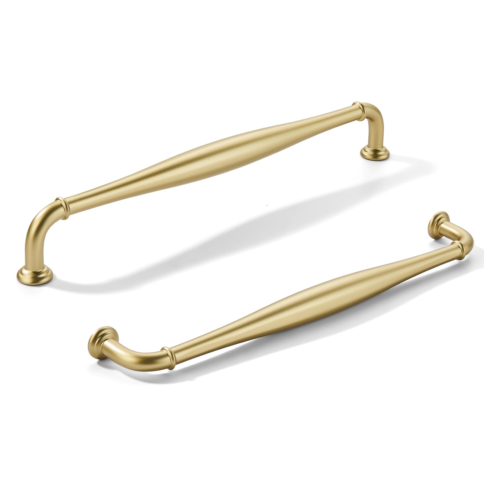 khtumeware 2 Pack 8inch(203mm) Hole Center Brushed Brass Cabinet Pulls Solid Heavy-Duty Hardware for Bathroom Dressers Pull cabinets,wardrobes,Closet Doors,Furniture pulls — image 1