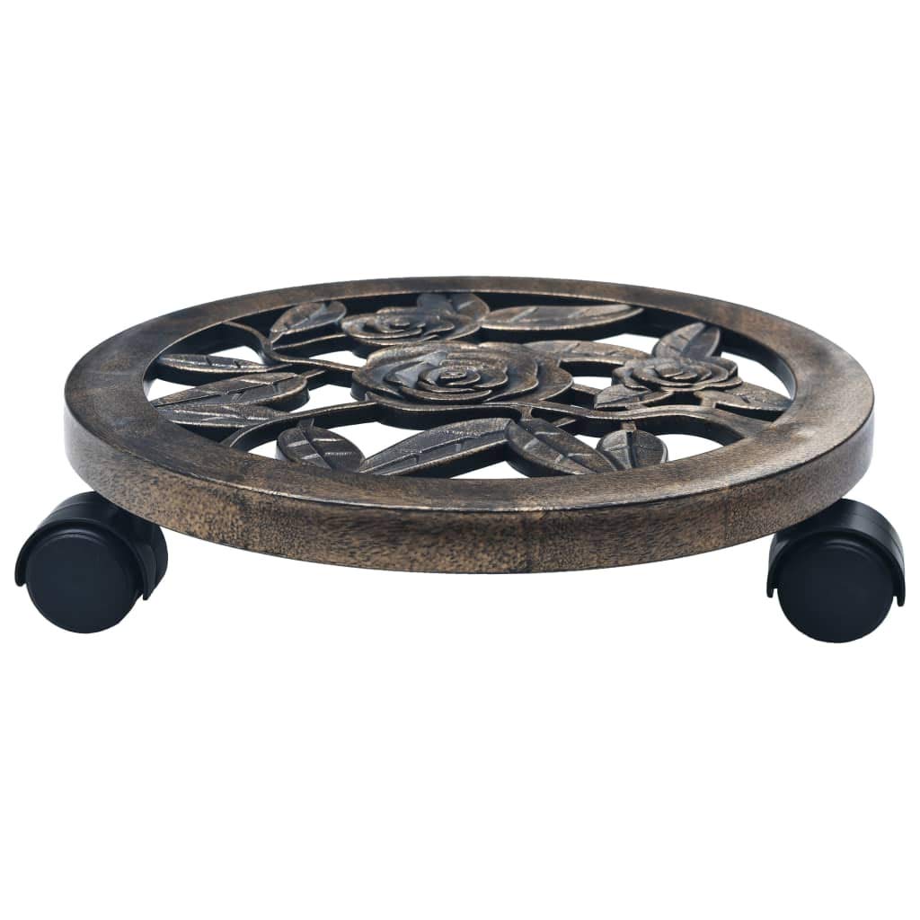 Festnight Chariots pour Plantes Support Plante à roulettes 6 pcs Bronze 30 cm Plastique