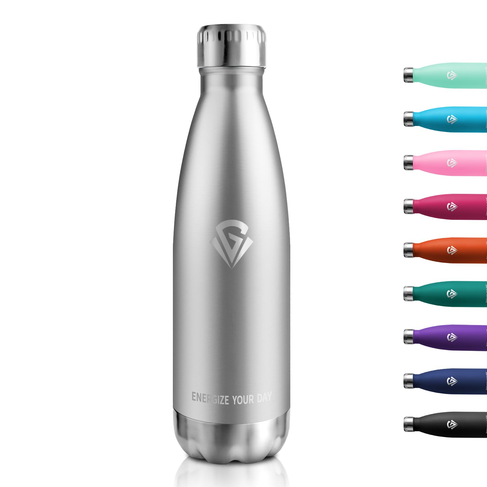 Thermos Flask, 500 ml, Vacuum Drinking Bottle, Stainless Steel, Leak-Proof, BPA-Free Thermos Flask, Suitable for Carbonated Drinks, for Sports, School, University, Yoga, Sports, Bike, Camping, Fizz