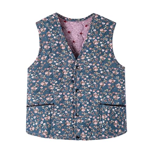 Chaleco acolchado floral y ligero chaqueta sin mangas cálida para mujer