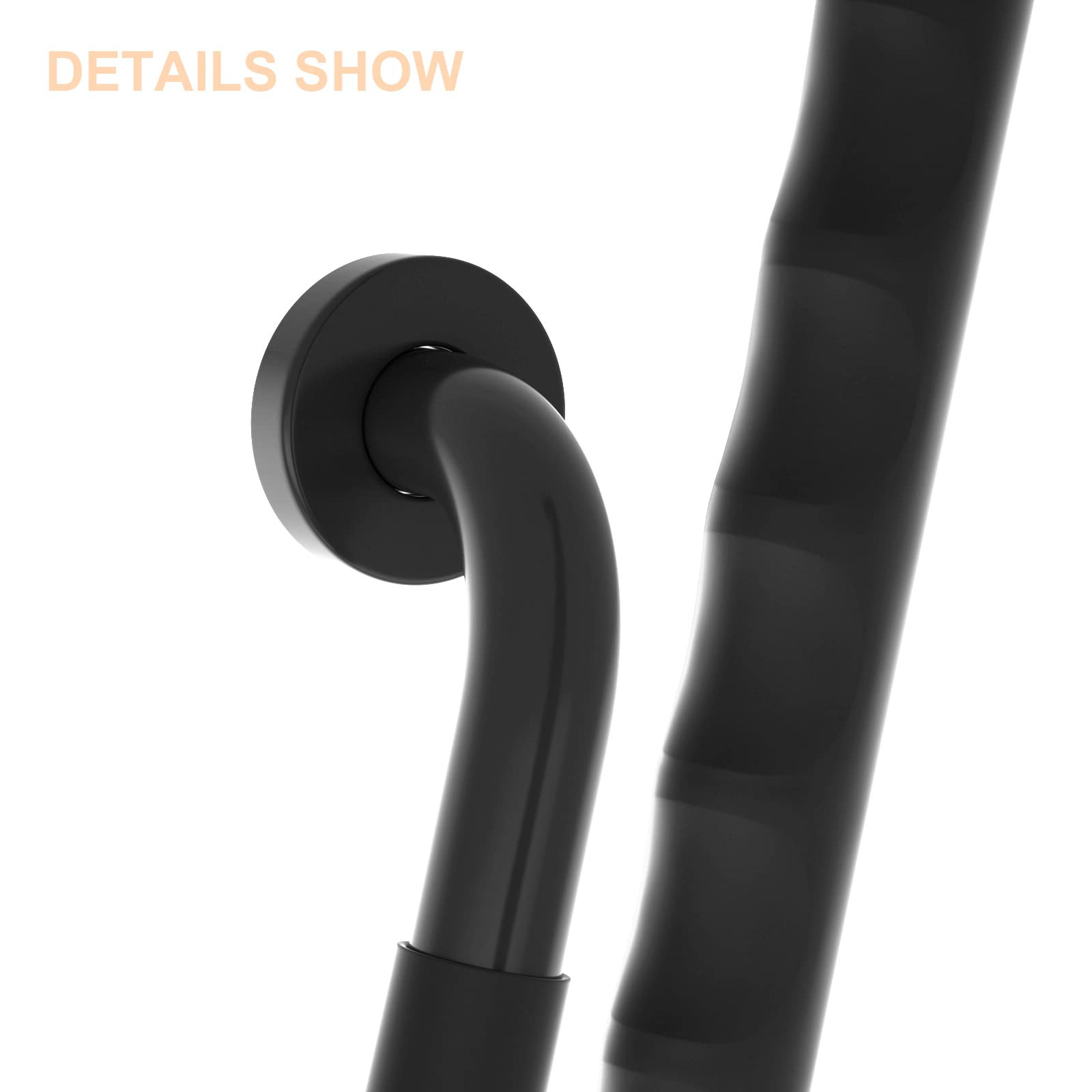 2 Pack 12 Inch Black Shower Grab Bar w/Anti Slip Rubber Grip,ZUEXT Stainless Steel Bath Grab Bar,Bathroom Balance Bar,Wall Mount Safety Handrail Support,Handicap Injury Elderly Senior Assist Handle