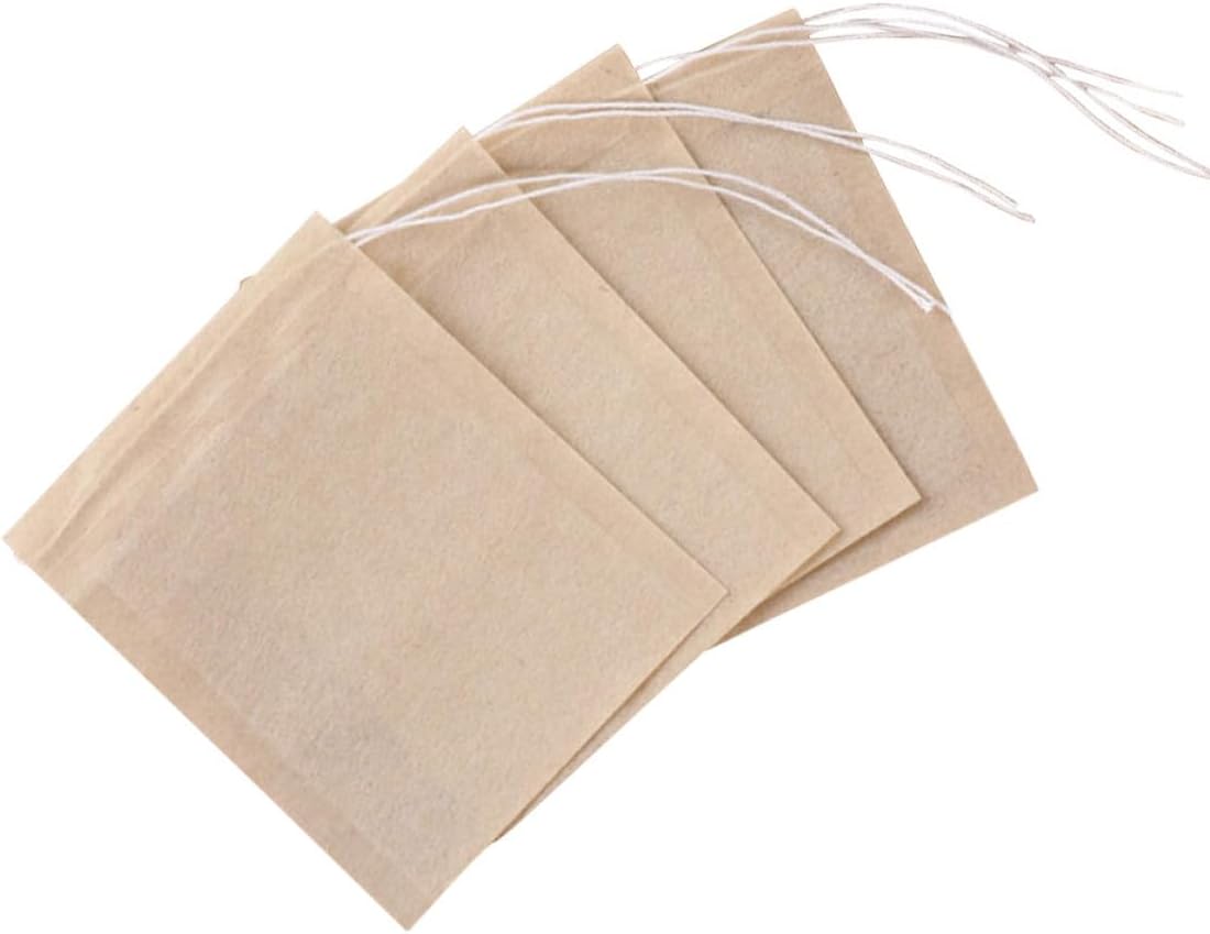OFFSCH 200pcs Drawstring Paper Tea Bags Disposable Unbleached Filter Bags for Loose Leaf Tea and Coffee Brewing 6x8cm Natural Color Kitchen Strainers
