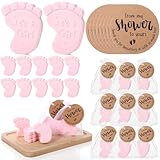Swiffen 25 Sets Baby Shower Soap Favors for Guests Girl Boy Mini Footprint Handmade Scented Soaps with Thank You Tags and Organza Bags for Shower Gender Reveal Party Favors (Pink,Girl)