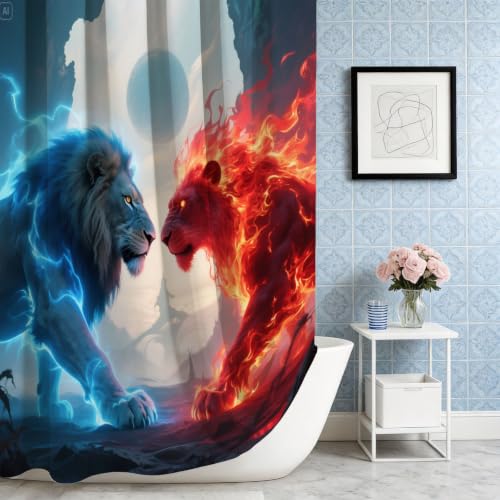 Rideau de douche 200x200 lion imperméable contre les éclaboussures