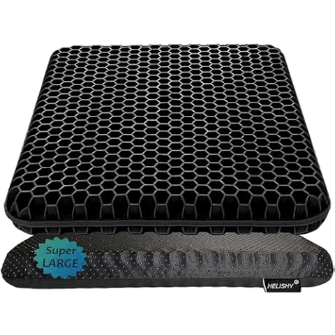 Gel Seat Cushion for Long Sitting(Super Large & Thick) - Wheelchair Cushion for Pressure Sores - Office Chair Car Seat Cushion for Coccyx, Sciatica, Back Pain - Egg Seat Cushion with Non-Slip Cover Cover