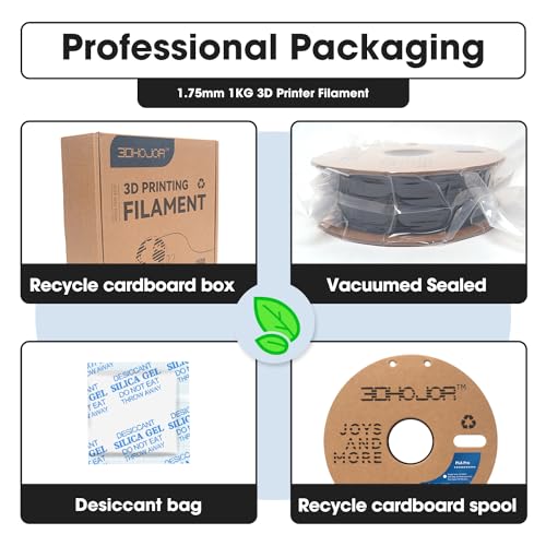 Image of 3DHoJor PLA Pro Filament 1.75mm (PLA+ Filament), 1kg 3D Printer PLA Filament, 3D Printing Filament, Cardboard Spool, Dimensional Accuracy + /- 0.03 mm, Fit Most FDM 3D Printer-Black