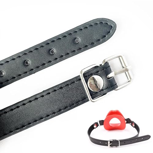 Image of Leather Restraints Ball Mouth Plug Red Lips BDSM Toys for Lover Couple | Adjustable Strap Adult Toys Silicone Restraint Slave SM Game