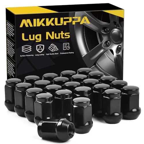 Image of MIKKUPPA 24PCS M14x1.5 Lug Nuts - Black 1.4 inch 35mm Length, 0.87 inch (22mm) Wide Short Style Tire Nuts, Replacement for 1995-1999 Chevy Silverado 1500 Aftermarket Wheel