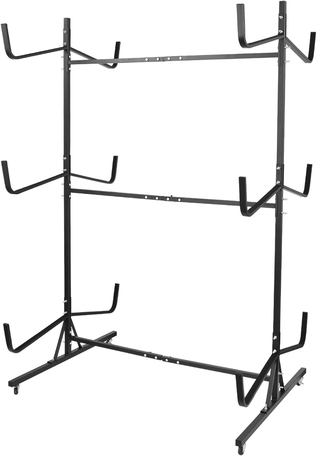 Kayak Storage Rack, Kayak Hanger with Lockable Wheels, Indoor, Outdoor Width Adjustable Rack, Storage Hooks for Canoe, Boat, Surfboard