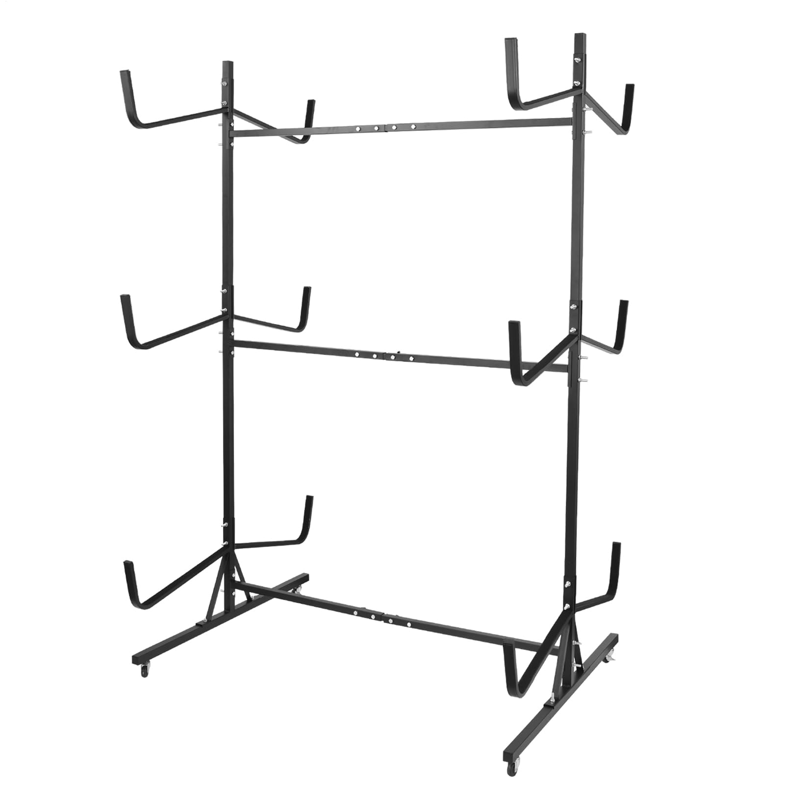 Kayak Storage Rack, Kayak Hanger with Lockable Wheels, Indoor, Outdoor Width Adjustable Rack, Storage Hooks for Canoe, Boat, Surfboard