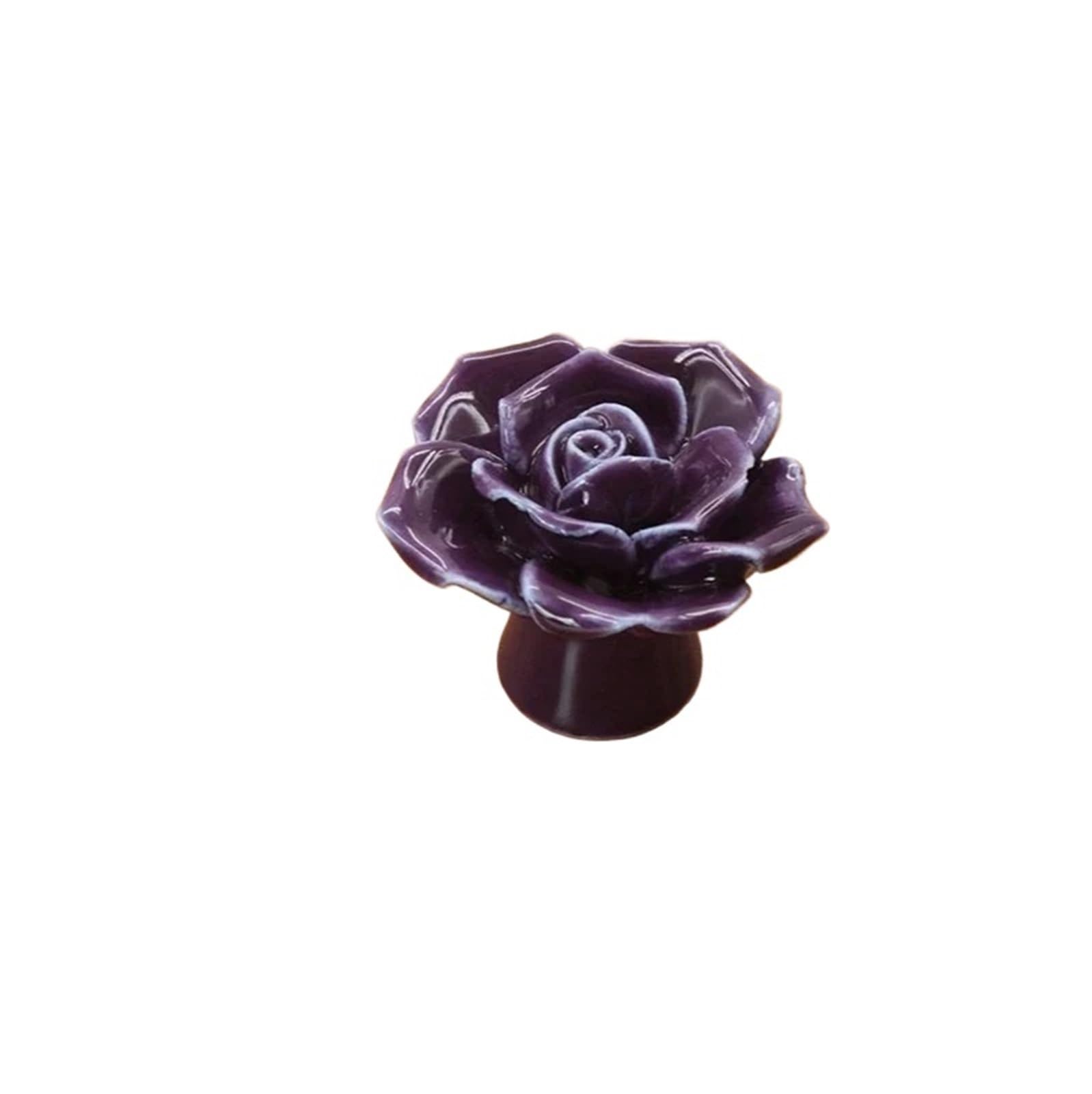 Zyayng Purple 6Pcs Furniture Handles Hardware Ceramic Flower Rose Drawer Knobs Rural Cabinet Cupboard 41Mm Diameter 34Mm Height For Door(Purple)