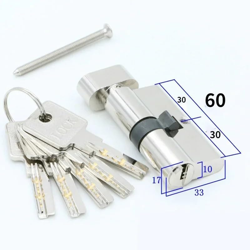 Cerradura de cilindro europeo 55 60 65 70 75 80 85 90 mm Cerradura de puerta de cobre de seguridad con 5 llaves for llave de latón de dormitorio interior(Dc-70mm)