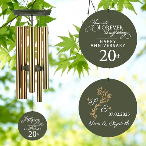 Image of ASTARIN 20th Tree of Life Wind Chimes, Personalized Wind Chimes for Cople Women Men, Couple Gifts for Keepsake, Deep Tone Windchime Romantic Gift