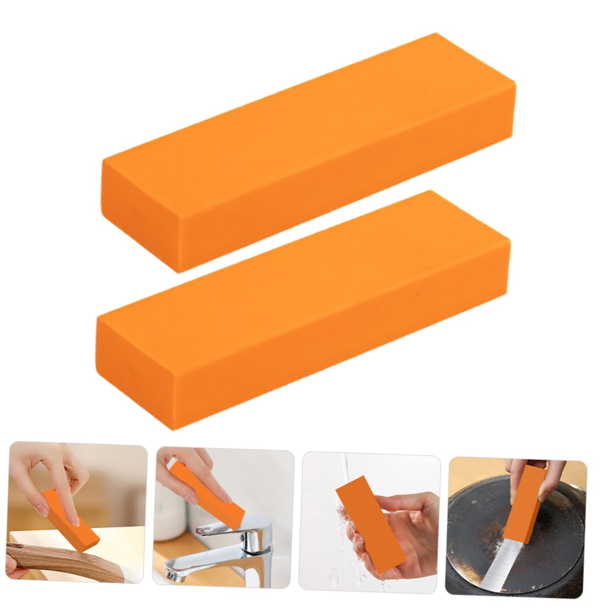 DECHOUS 4 Ensembles La Gomme Recharge Gomme D'évier Pouvoir Gomme De Nettoyage Poubelle Simple Dérouillant Domestique Effaceur De Taches en Acier Inoxydable Caoutchouc Orange 2 Pièces * 4