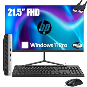HP ProDesk 600 G3 Mini PC de escritorio para negocios con monitor FHD de 21.5 pulgadas, Intel Quad Core i5-6500T, RAM DDR4 de 16 GB, SSD de 256 GB, DisplayPort, WiFi, BT, Windows 11 Pro (renovado)
