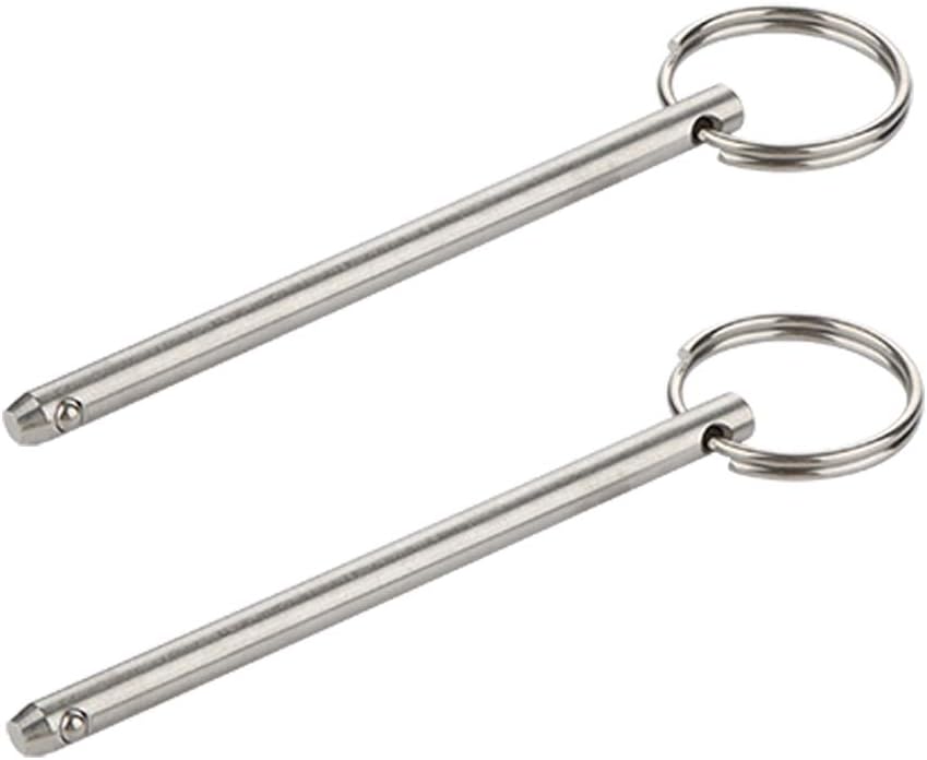 VTurboWay 2 Pack Quick Release Pin, Diameter 1/4"(6.3mm), Overall Length 4.1"(105mm), Usable Length 3-1/2"(89mm), Full 316 Stainless Steel, Bimini Top Pin, Marine Hardware