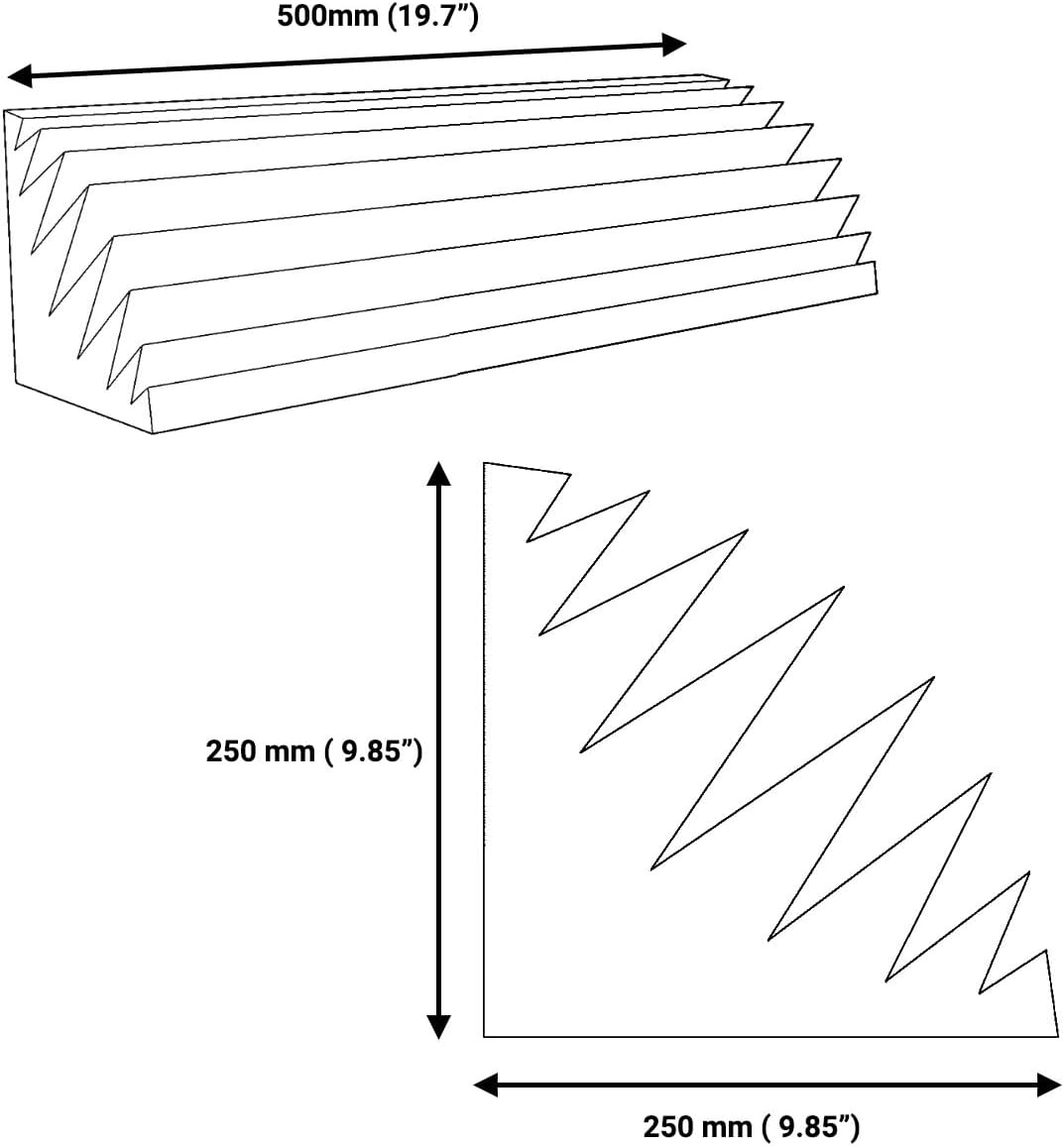 2-Pack — Acoustic Foam Corner Bass Traps | Acoustical Foam Panels | Audio Soundproofing Record Studio Treatment | Sound Insulated Angled Block | (2x KLIN, 50cm (19.7 inches))