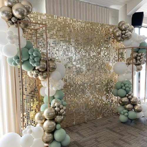 COKAOBE Shimmer Wall Backdrop Square Sequin Shimmer Backdrop Panel, Photo Backdrops for Birthday, Anniversary, Wedding, Graduation & Bachelorette Party Decoration (Light Gold, 36PCS) by COKAOBE - Image 5