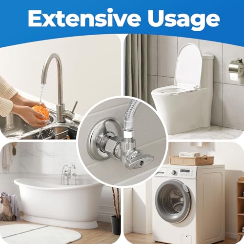 1 Pack Angle Stop Valve,1/4 Turn Water Shut Off Valves,1/2\" Nominal (5/8\" OD) Compression Inlet x 3/8\" OD Compression Outlet Shut-off Valve for Sink, Bathroom, Toilet, Kitchen, Laundry Plumbing