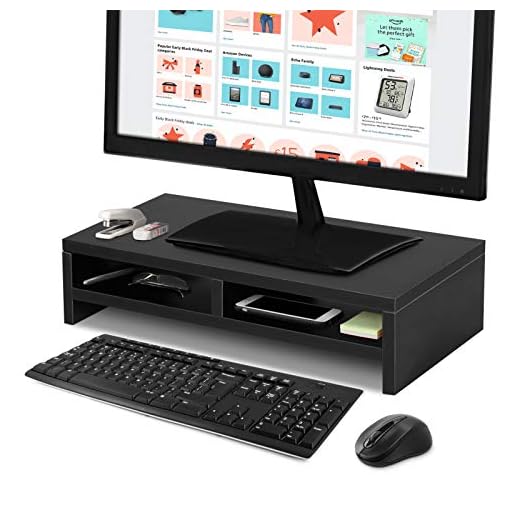 2-nivåer trä monitorstativ, PC-skärmstativ med 2 öppna fack datorskärmsstigare för bärbar dator bärbar dator bärbar iMac PC 50 x 20 x 12 cm