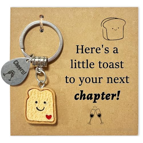 PHIOMUUE Simulation Bread Toast Keychain for Women New Beginnings Gift New Job Gifts for Women Cute Goodbye Gifts Divorce Gifts Good Luck Keyring Congratulations Present for Coworkers