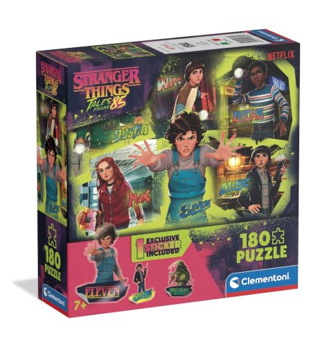 Clementoni - Puzzle 180 Pezzi Stranger Things Tales from 85, per Bambini 7+ Anni, con 1 Sticker Esclusivo, Square Box, Made in Italy, 48,5x33,5 cm, 29808