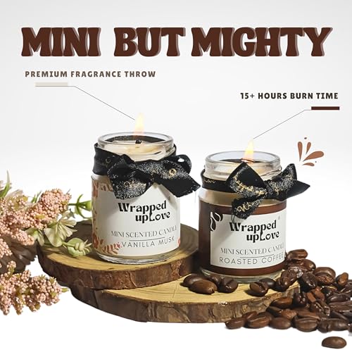 Image of Soy Wax mini Scented Candles Pack of 2 (Roasted Coffee and Vanilla Musk, Luxury Scented Candle, Hand Poured, Long Burn Time, Black soot Free)