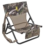 Browning Low-Profile Woodland Hunting Chair with Flat-Folding Design, Durable Steel Frame, Hanging Call Organizer Pocket, and Padded Shoulder Carry Strap, Mossy Oak Country DNA