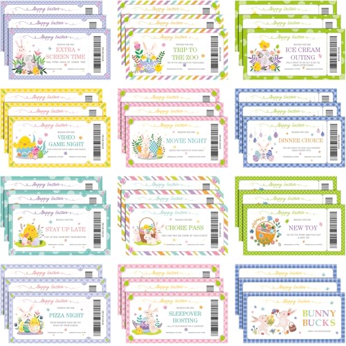 Tenare 48 Pcs Easter Coupons Set Bunny Egg Coupons Novelty Gifts ...
