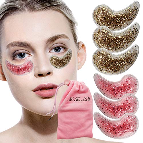 Reusable Eye Gel Ice Pack for Cooling or Warming Eyes and Face Eye Treatment Mask Relieve Eye Fatigue Under Eye Mask with Anti-Aging Gift for Women and Men 6 Packs