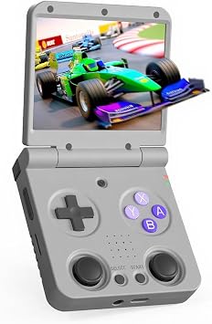 ELITGAME Miyoo Flip V2 Handheld Game Console 3.5" IPS Display, RK3566 CPU, Retro Linux System, 3000mAh Battery, Foldable & Portable Design for Gaming GRAY-No card