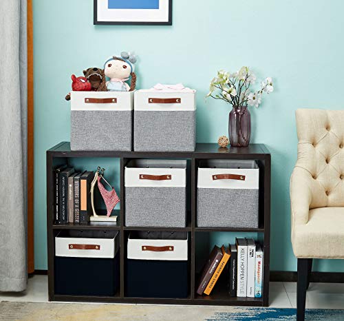 Image of DECOMOMO Cubby Storage Bins | 13x15x13inch Fabric Storage Cubes for Kallax Shelves Cloth Nursery Decorative with Handles (Black and White, 13x15x13 inch- 3P)